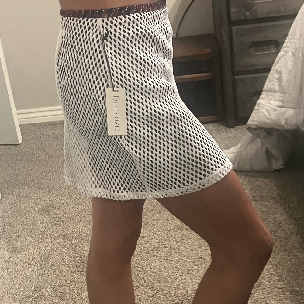 White Mesh Mini Skirt with under shorts